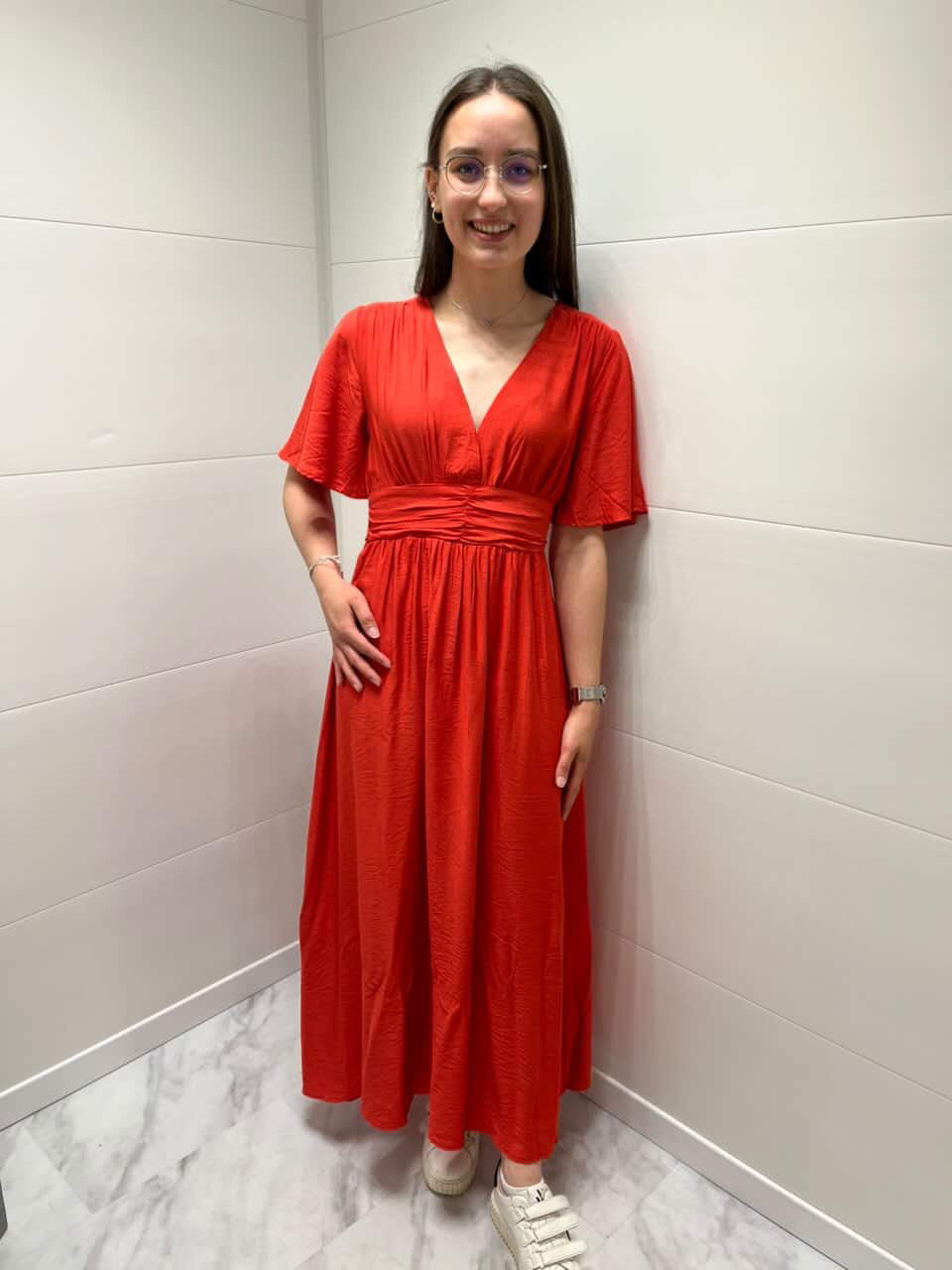 Robe longue Lou - Corail