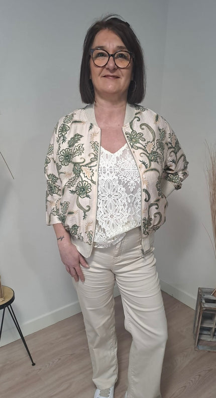 Bomber kaki à motif