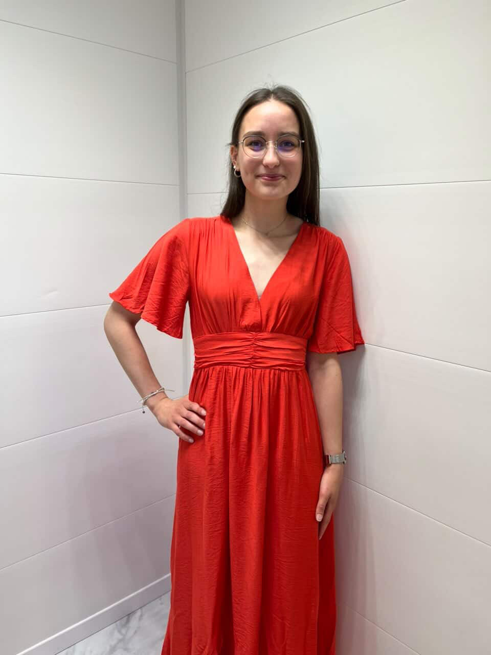 Robe longue Lou - Corail