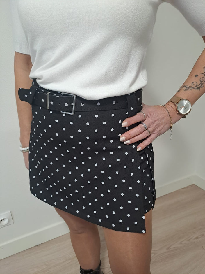 Jupe/short à pois noir