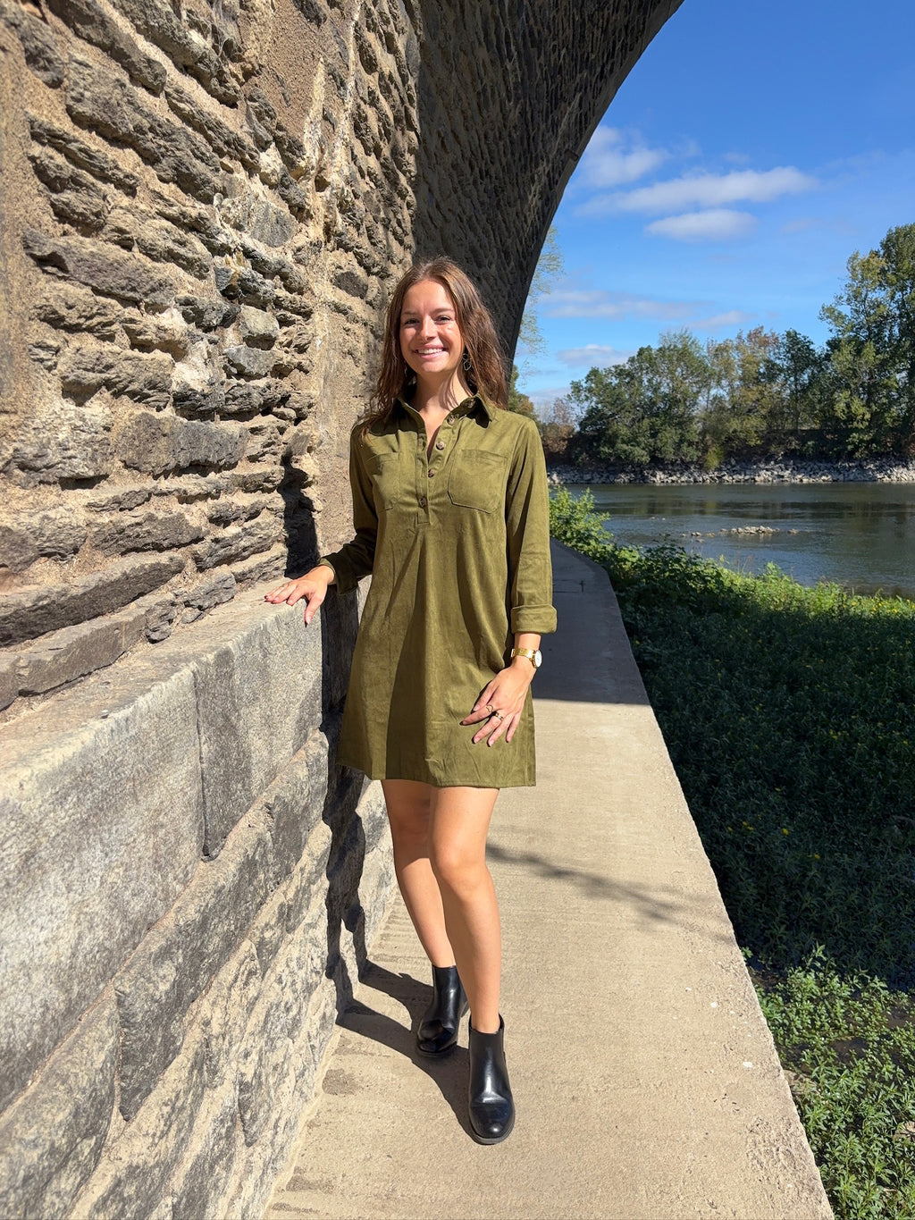 Robe courte Gaëlle - Vert Olive