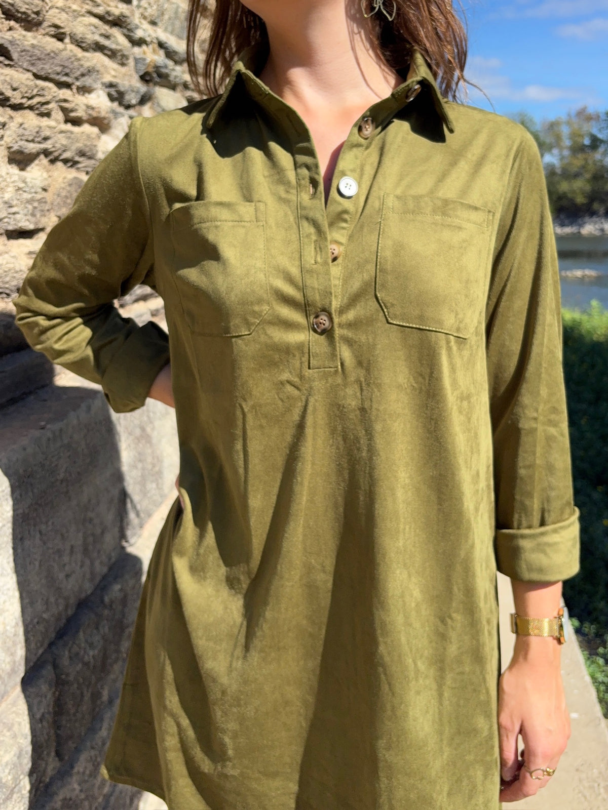 Robe courte Gaëlle - Vert Olive