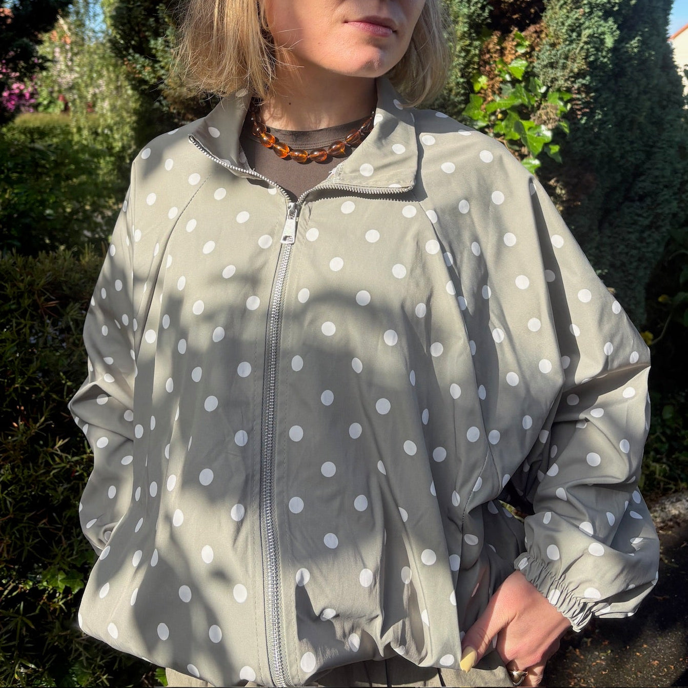 Veste Axelle à pois - Kaki