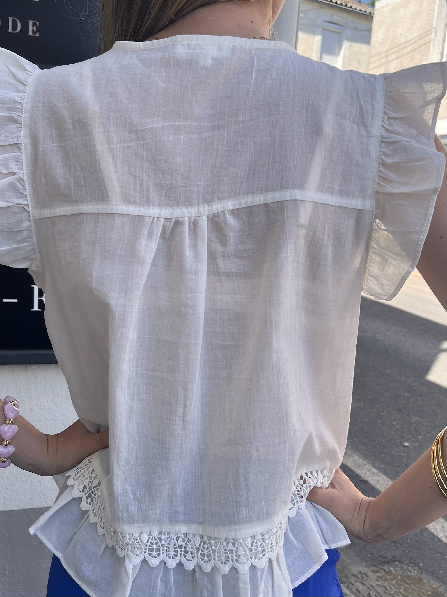 Haut à broderie - Blanc