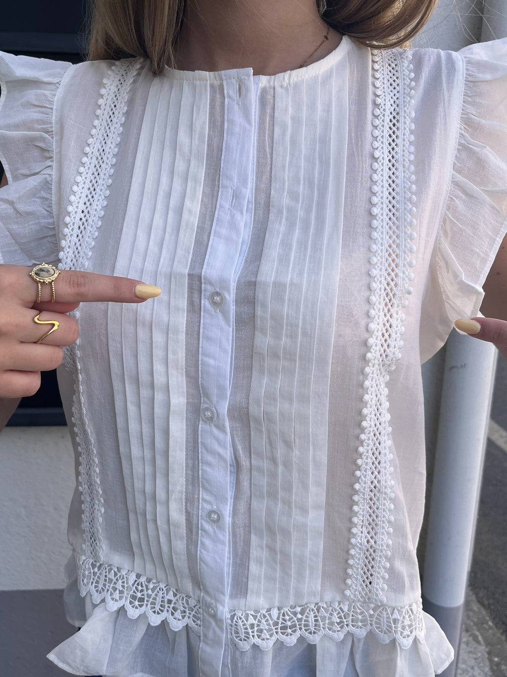 Haut à broderie - Blanc