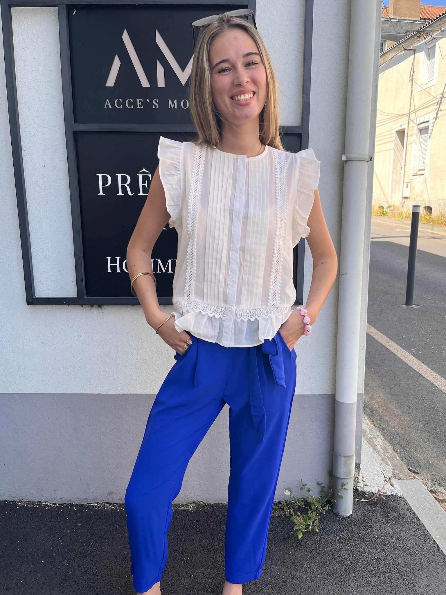 Pantalon fluide - Bleu Électrique