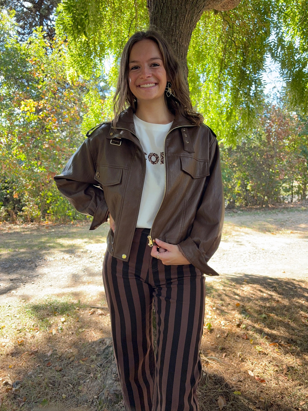 Veste en cuir - Marron