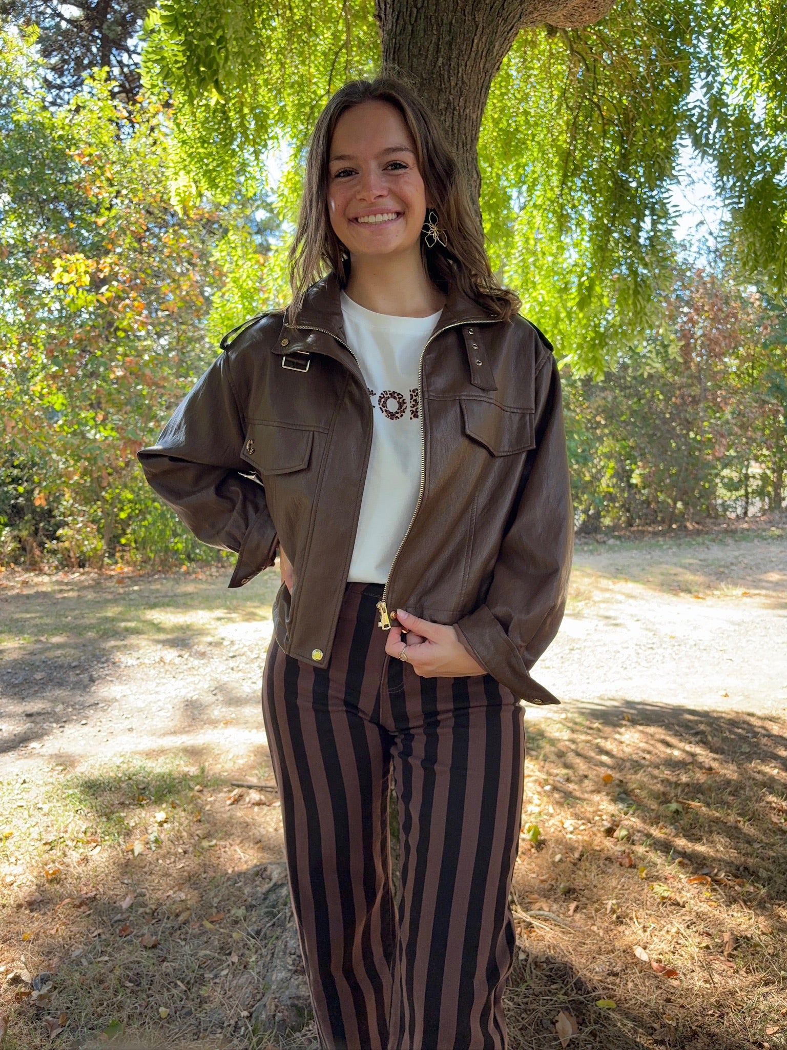 Veste en cuir - Marron
