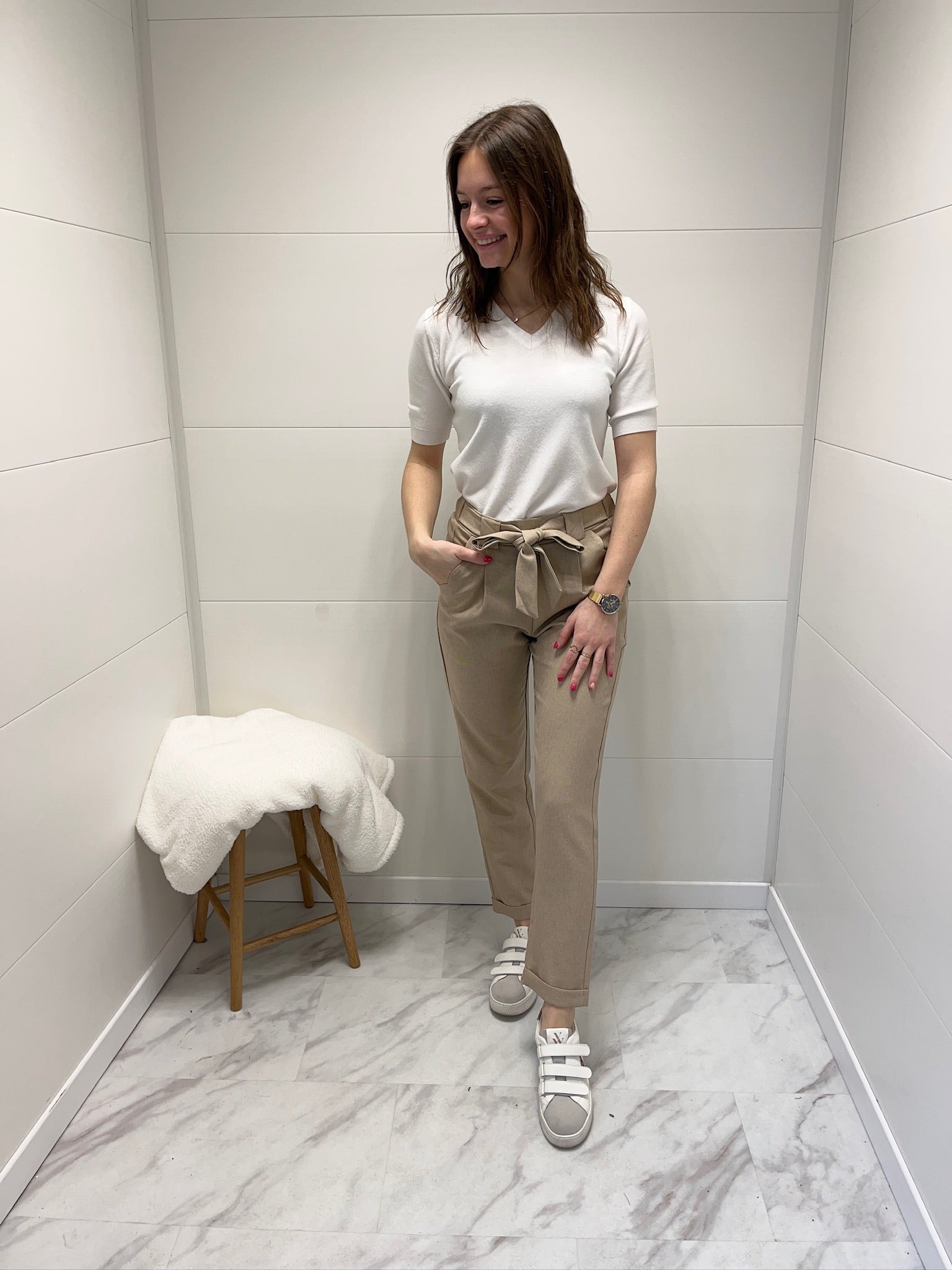 Pantalon fluide épais - Beige