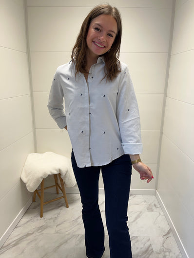 Chemisier à rayures fines marine