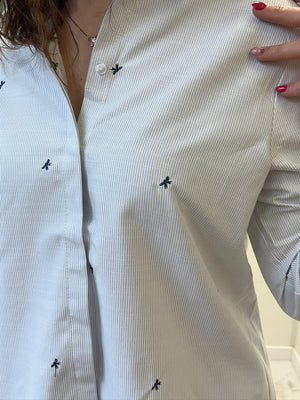 Chemisier à rayures fines marine