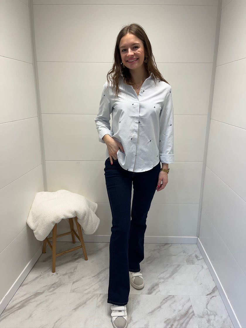 Chemisier à rayures fines marine