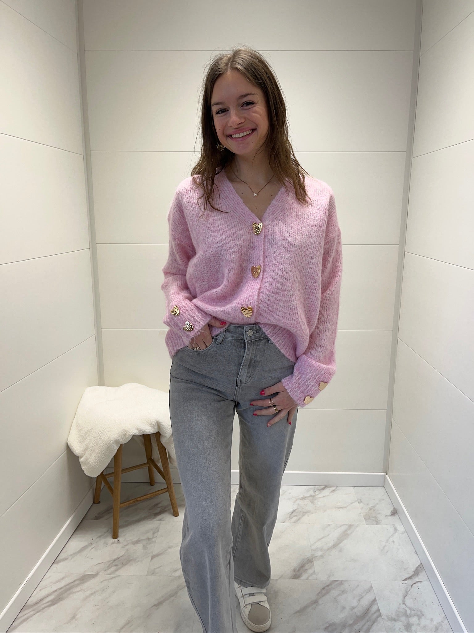 Gilet cœur - Rose