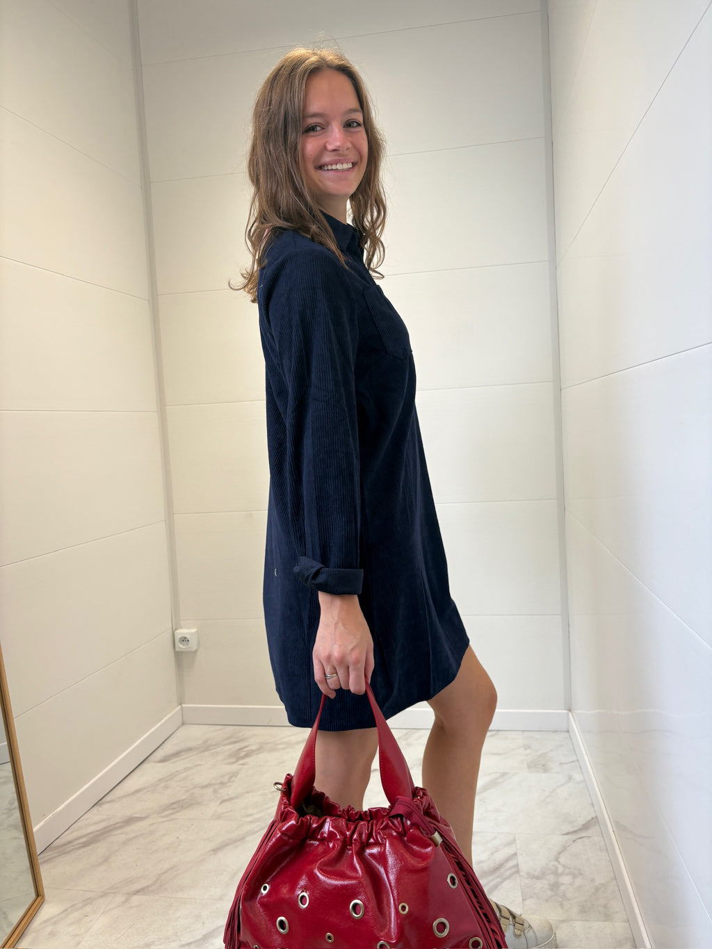 Robe courte Myriam en velours - Marine