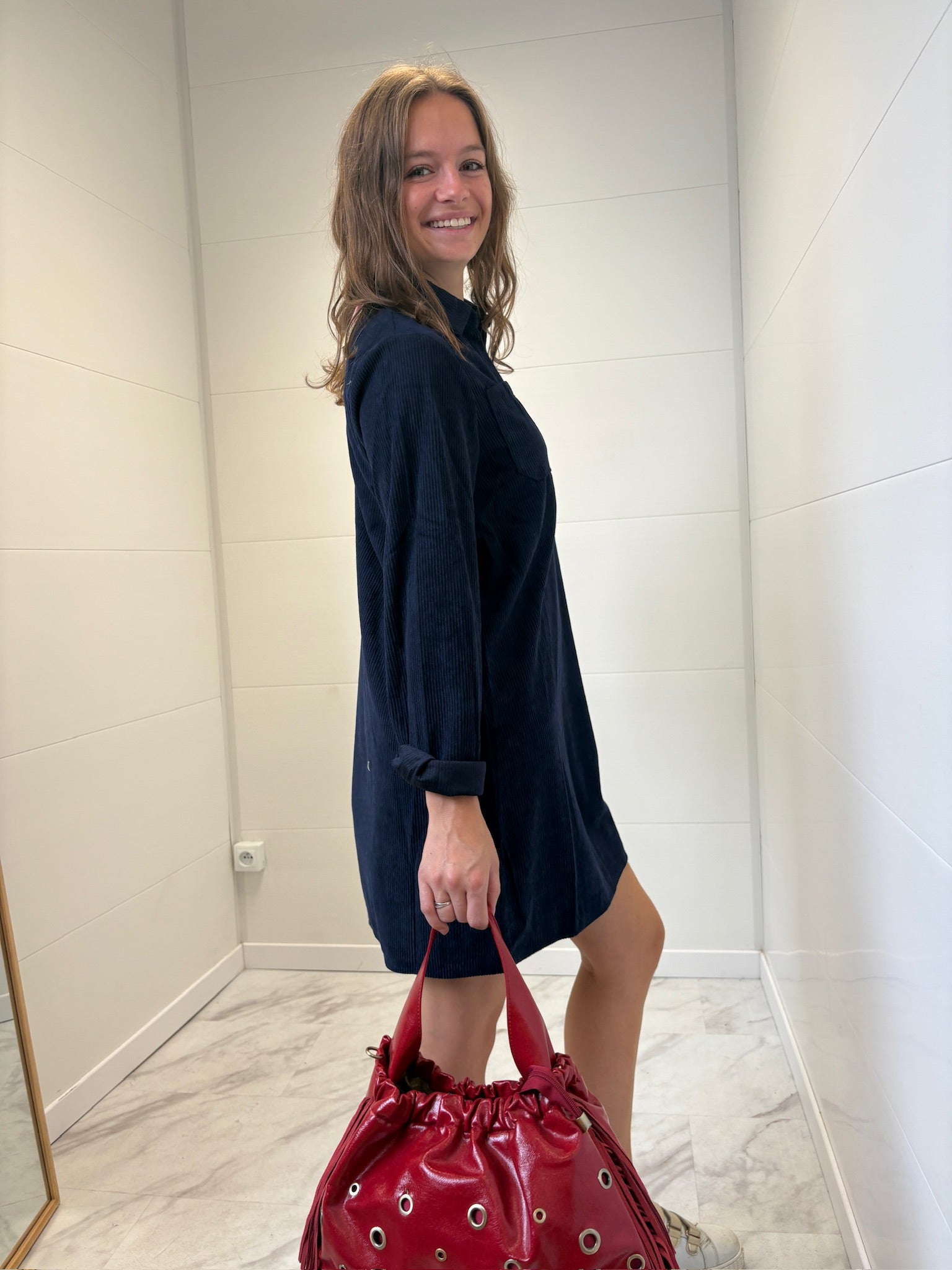 Robe courte Myriam en velours - Marine