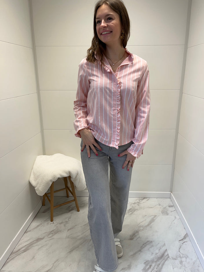 Chemise à rayures épaisse - Rose pâle