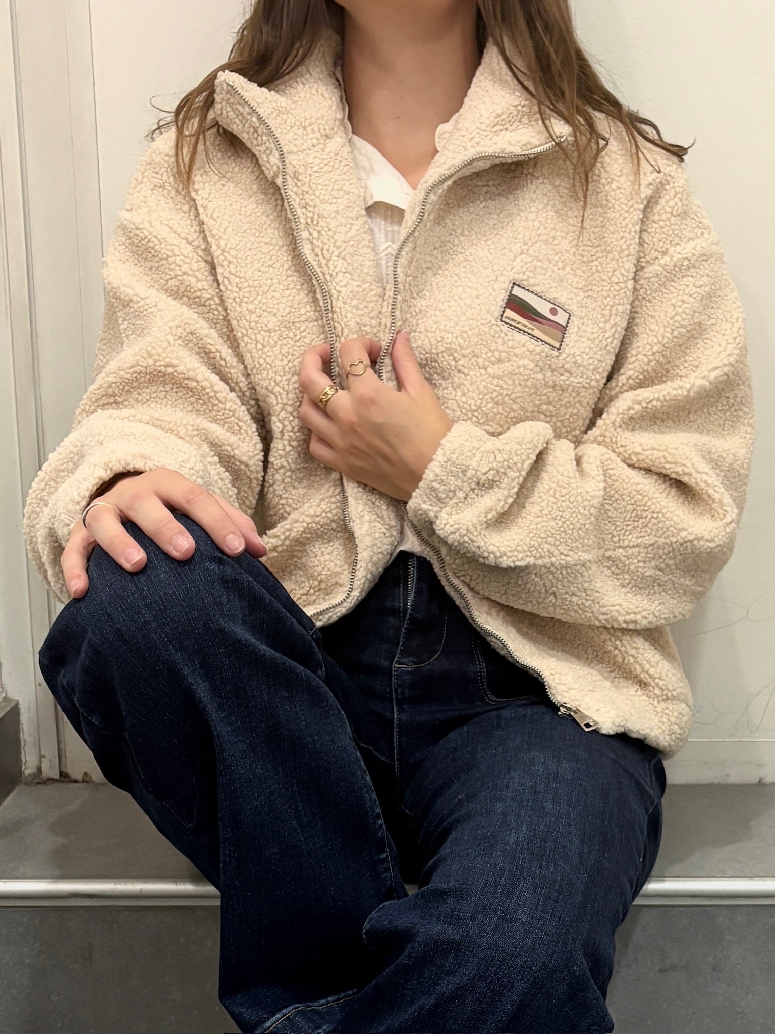 Veste courte polaire - Beige