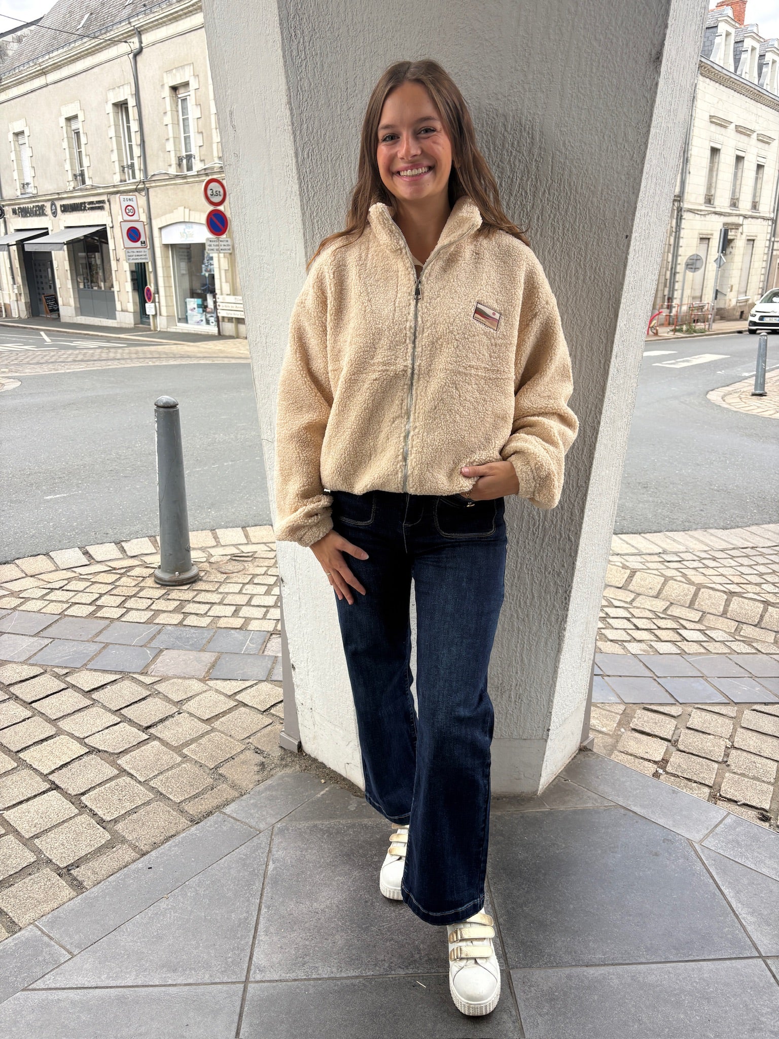 Veste courte polaire - Beige