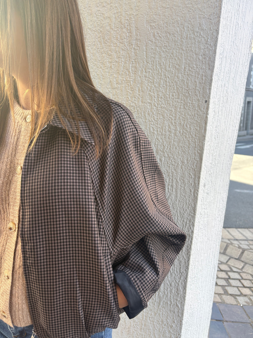 Veste choco et noir à carreaux