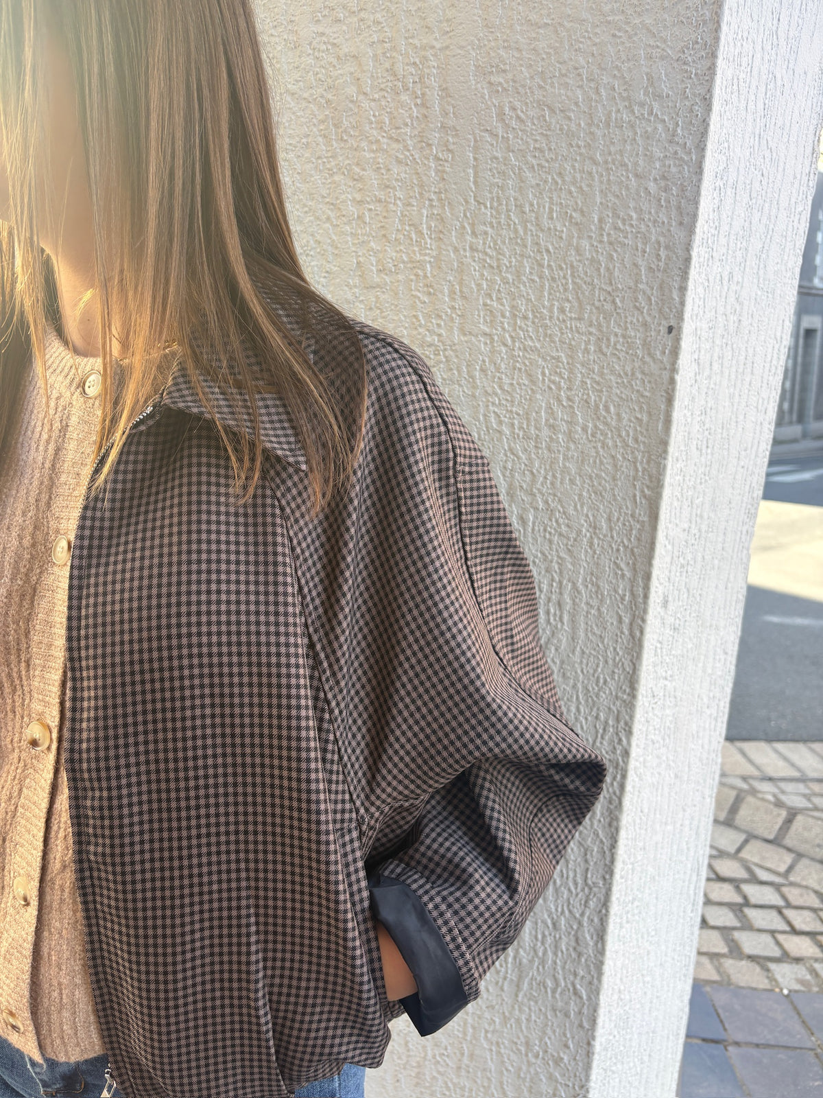 Veste choco et noir à carreaux