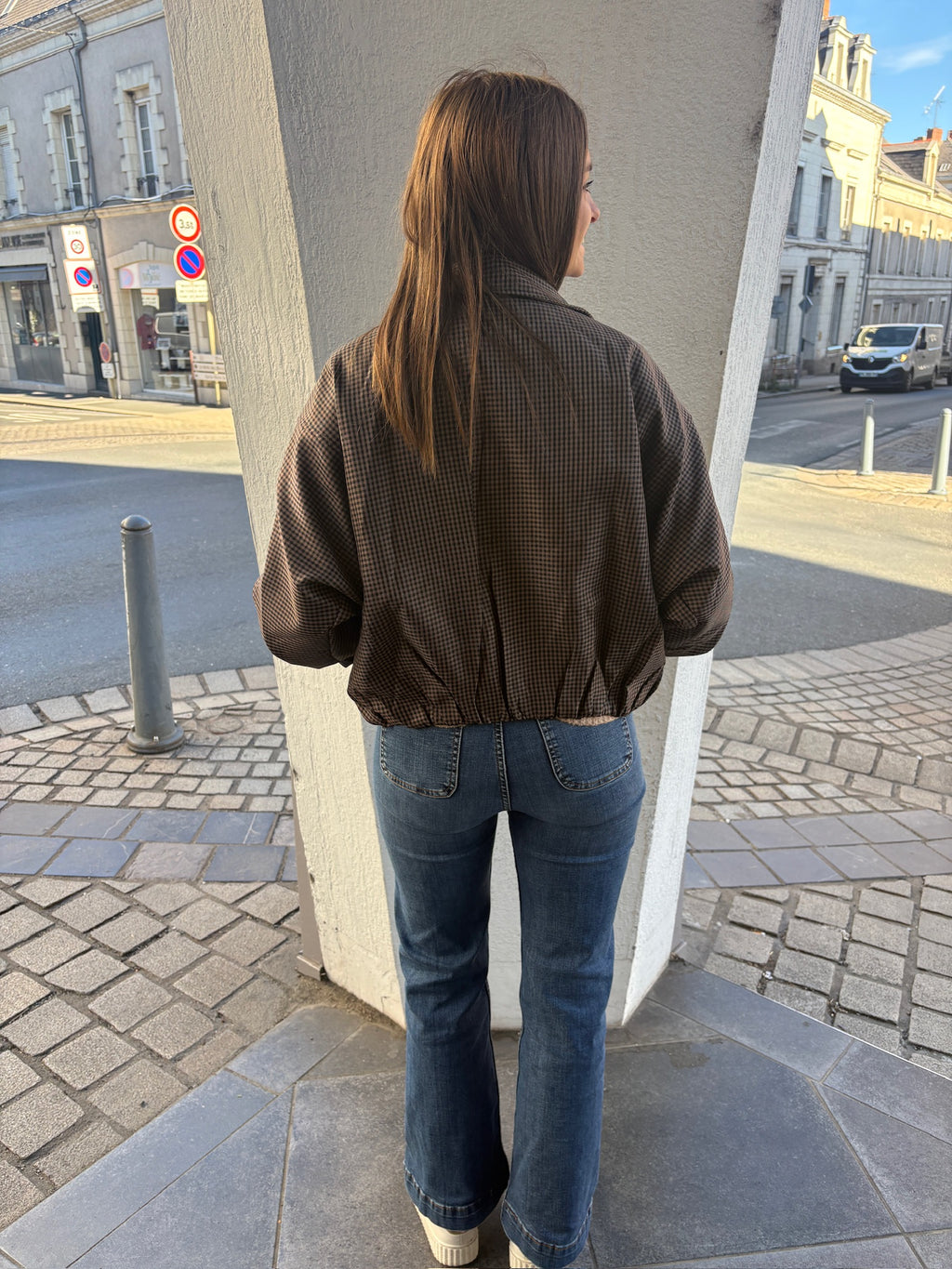 Veste choco et noir à carreaux