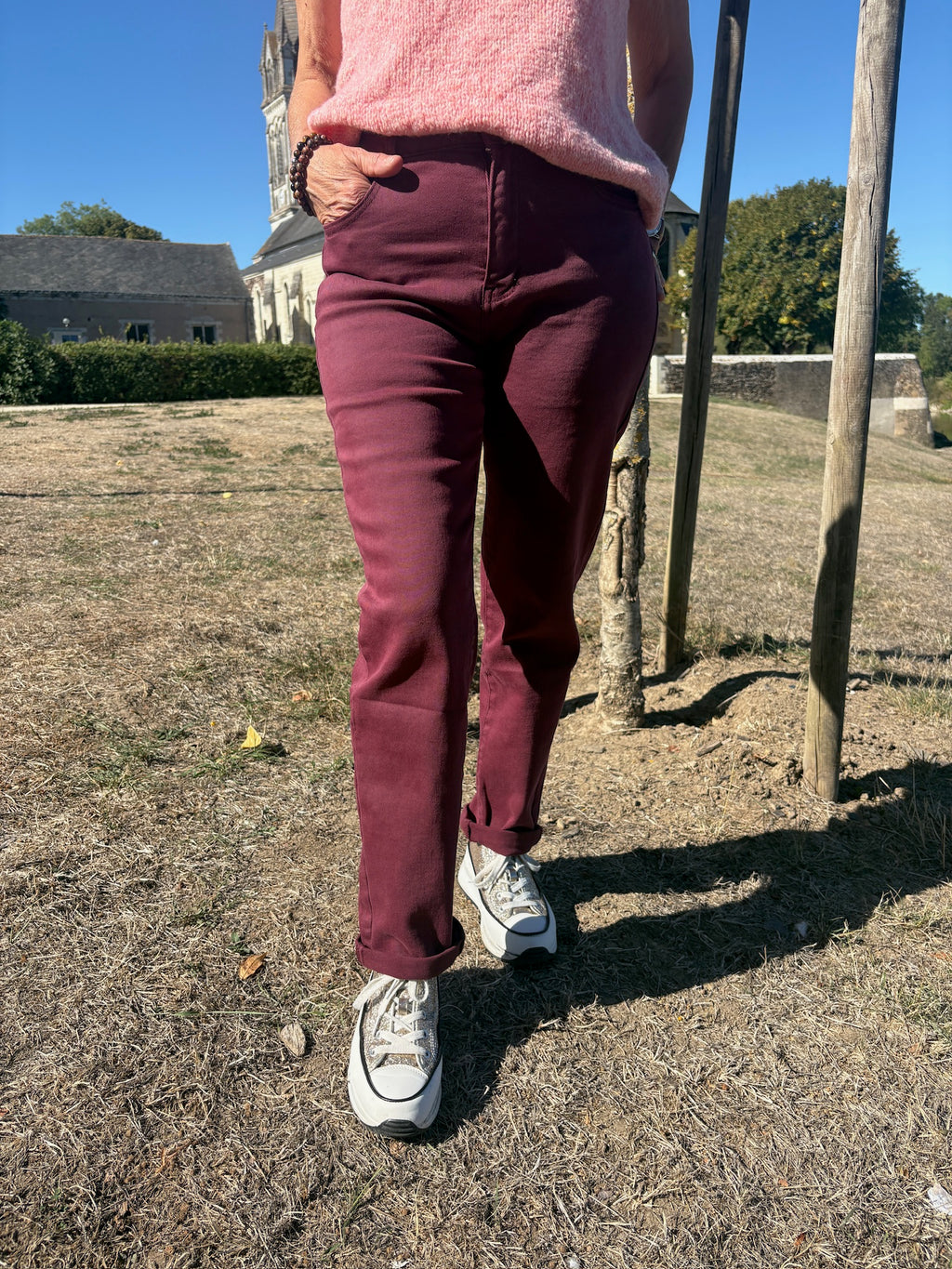 Pantalon Mom Elodie - Bordeaux