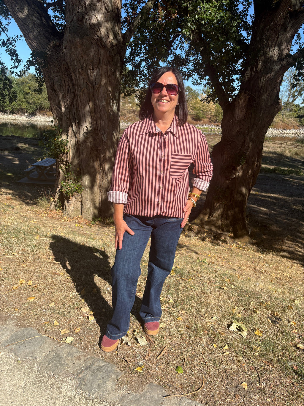 Chemise Erine - Bordeaux et rose