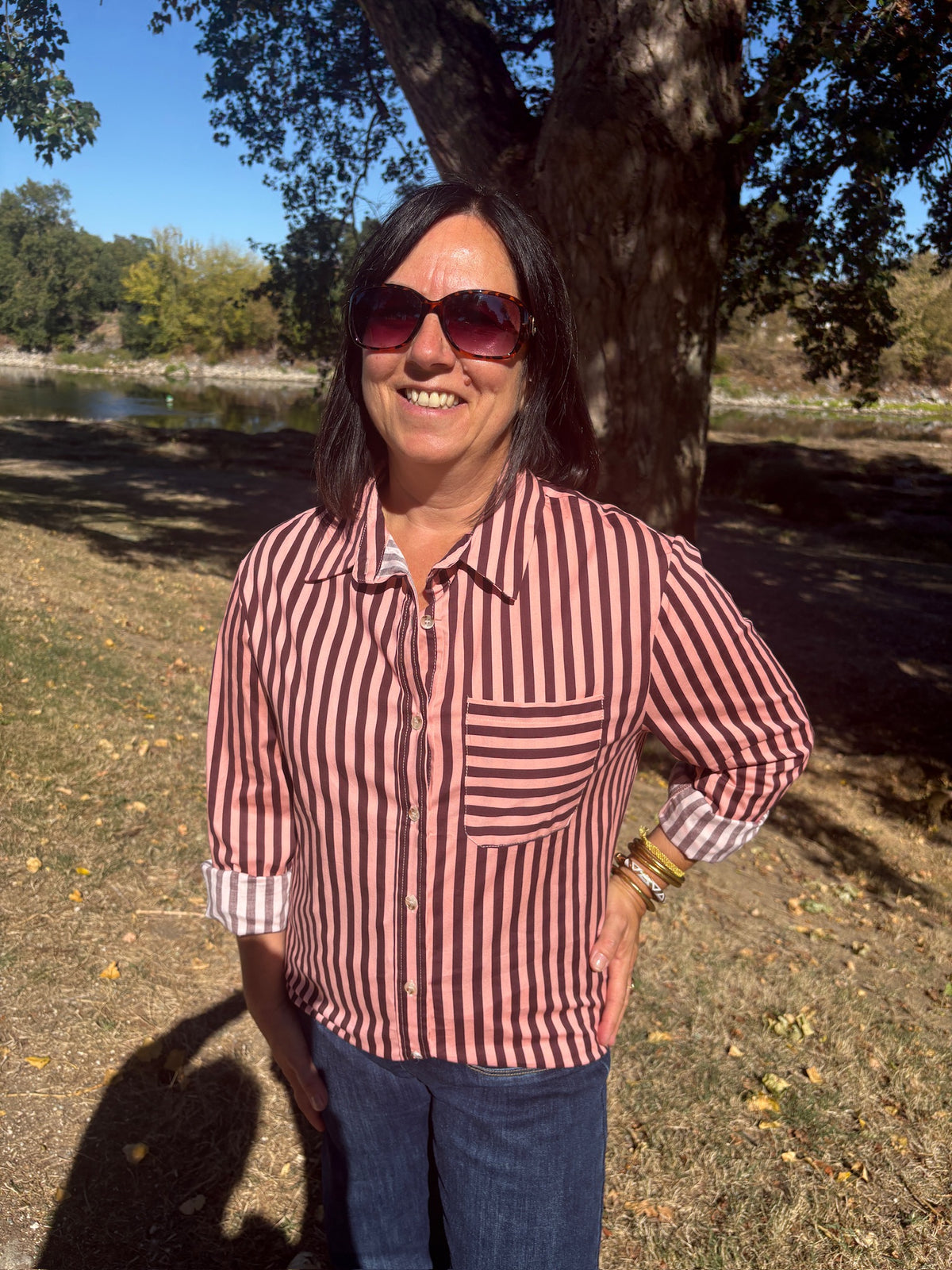 Chemise Erine - Bordeaux et rose