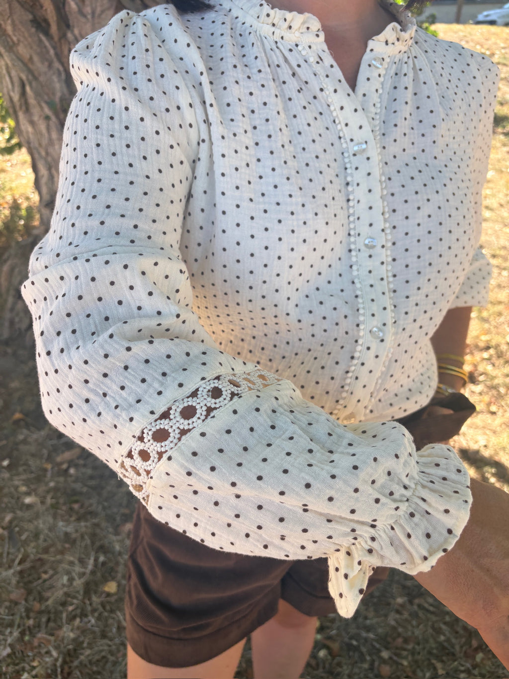 Blouse Lissandre - Écru à pois Choco