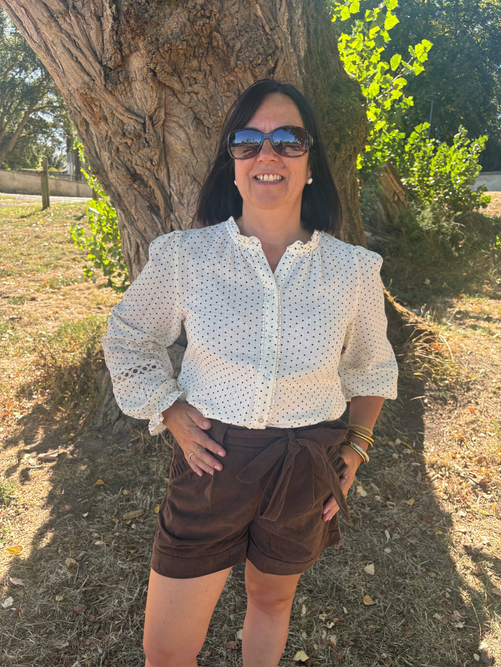 Blouse Lissandre - Écru à pois Choco