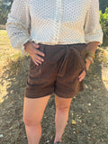 Short en velours - Chocolat