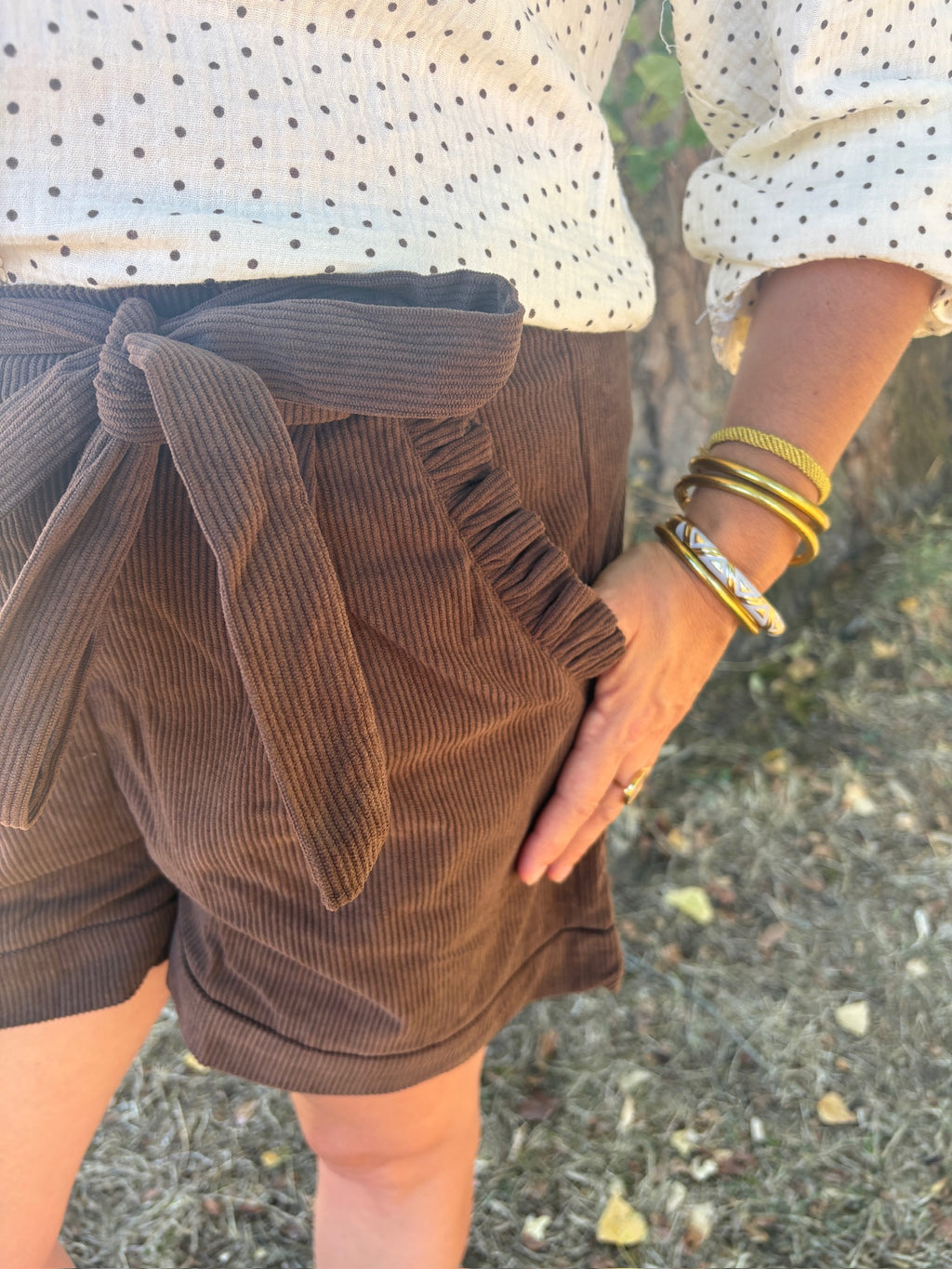 Short en velours - Chocolat