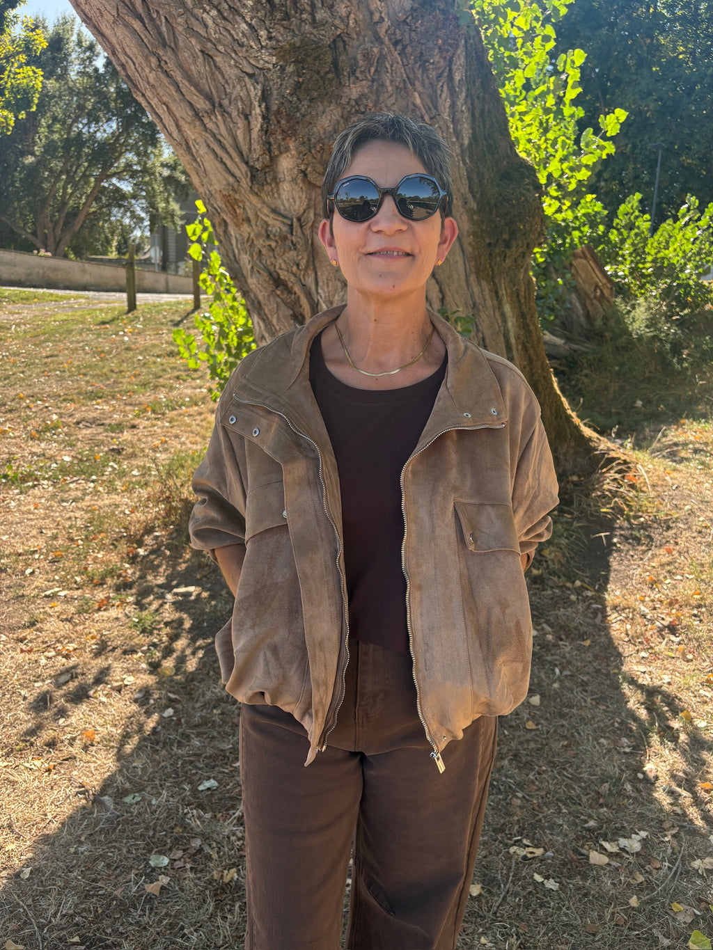 Veste suédine Camel