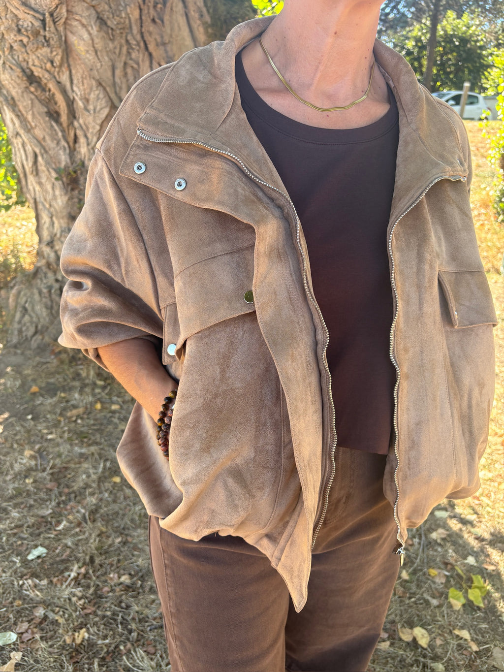Veste suédine Camel