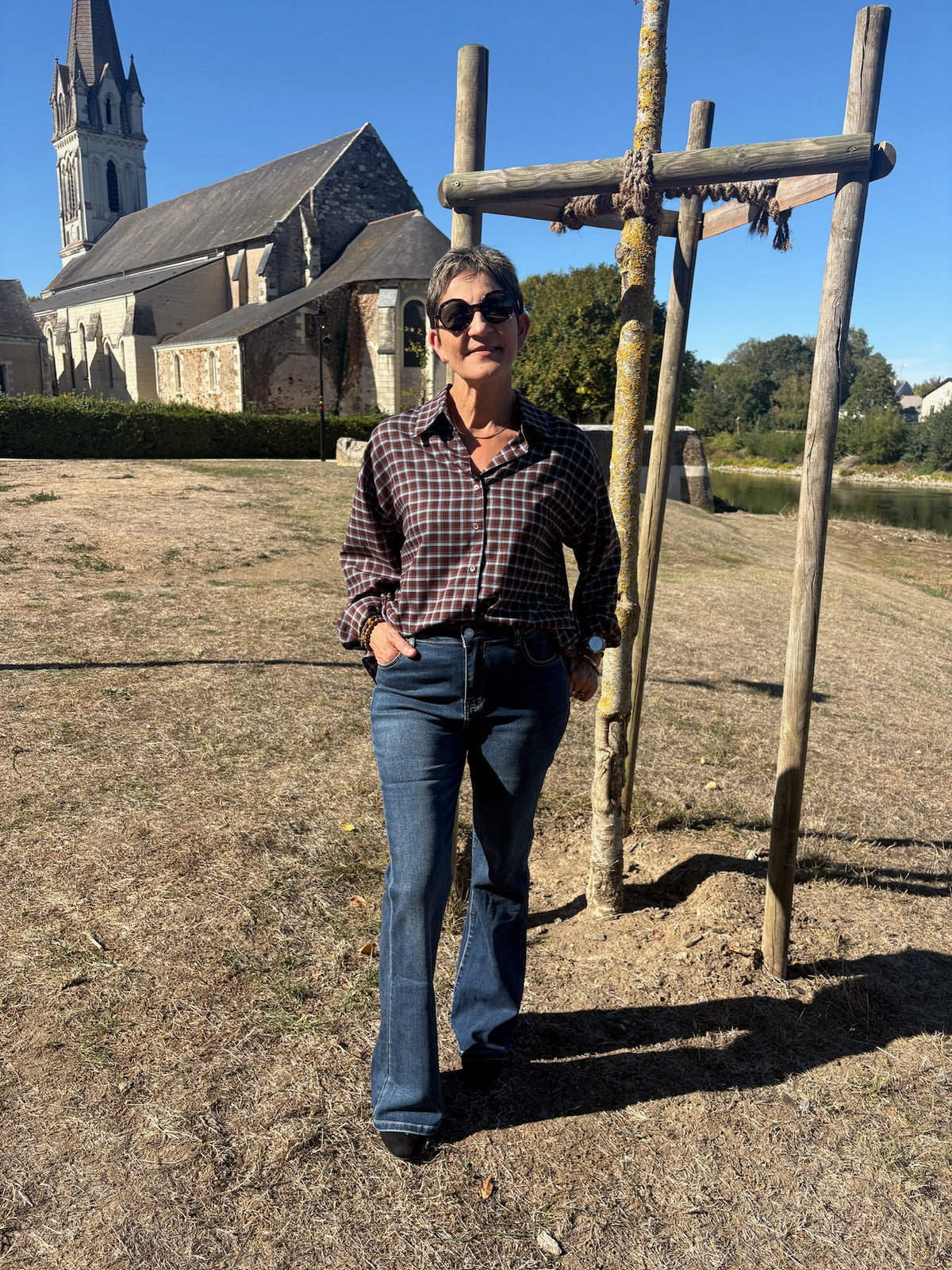 Blouse Ema - Marron et Bleu