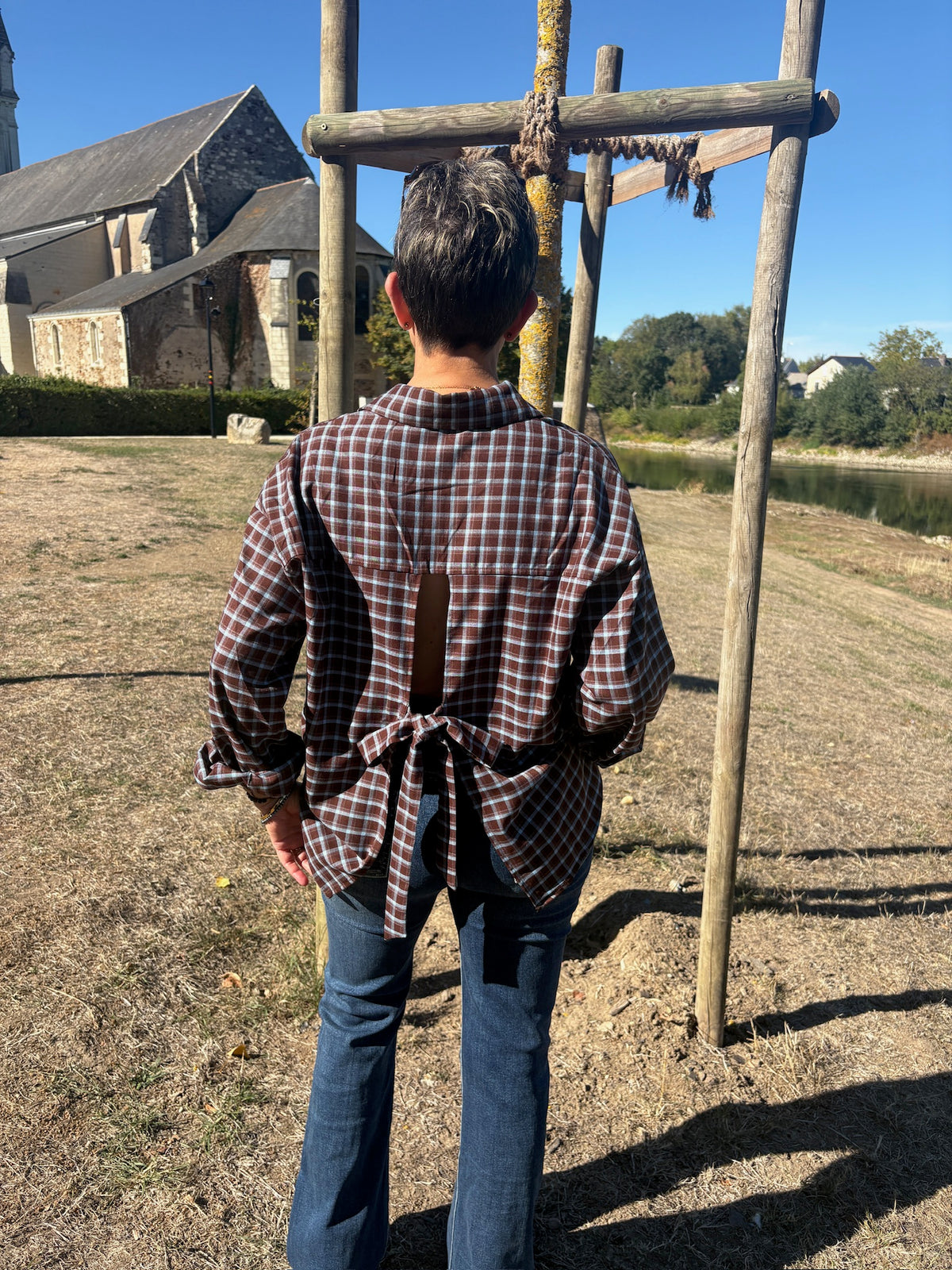 Blouse Ema - Marron et Bleu