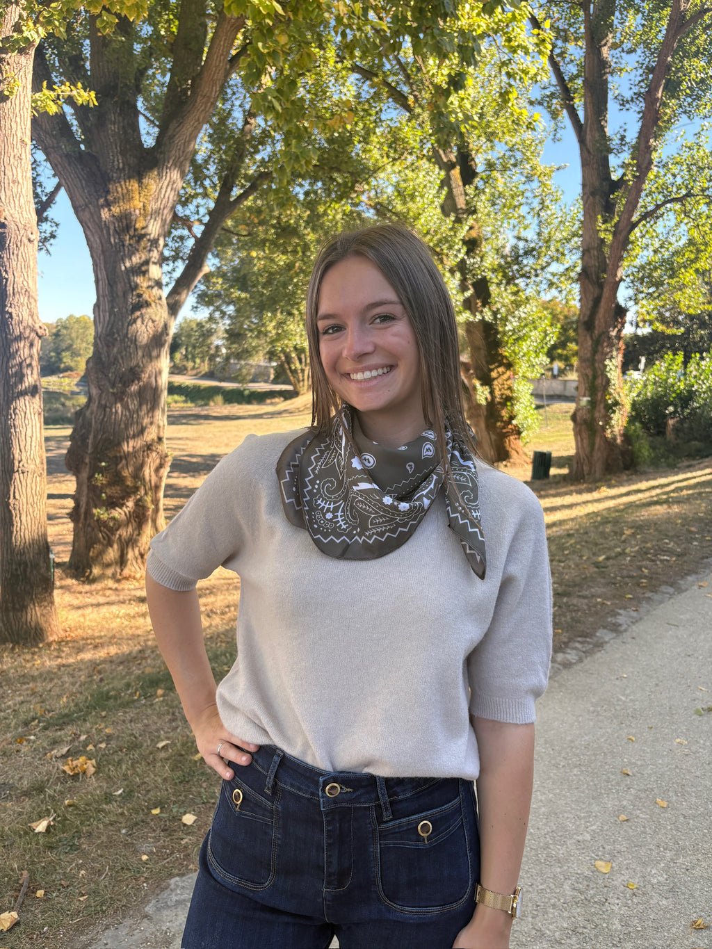 Pull manches courtes - Beige