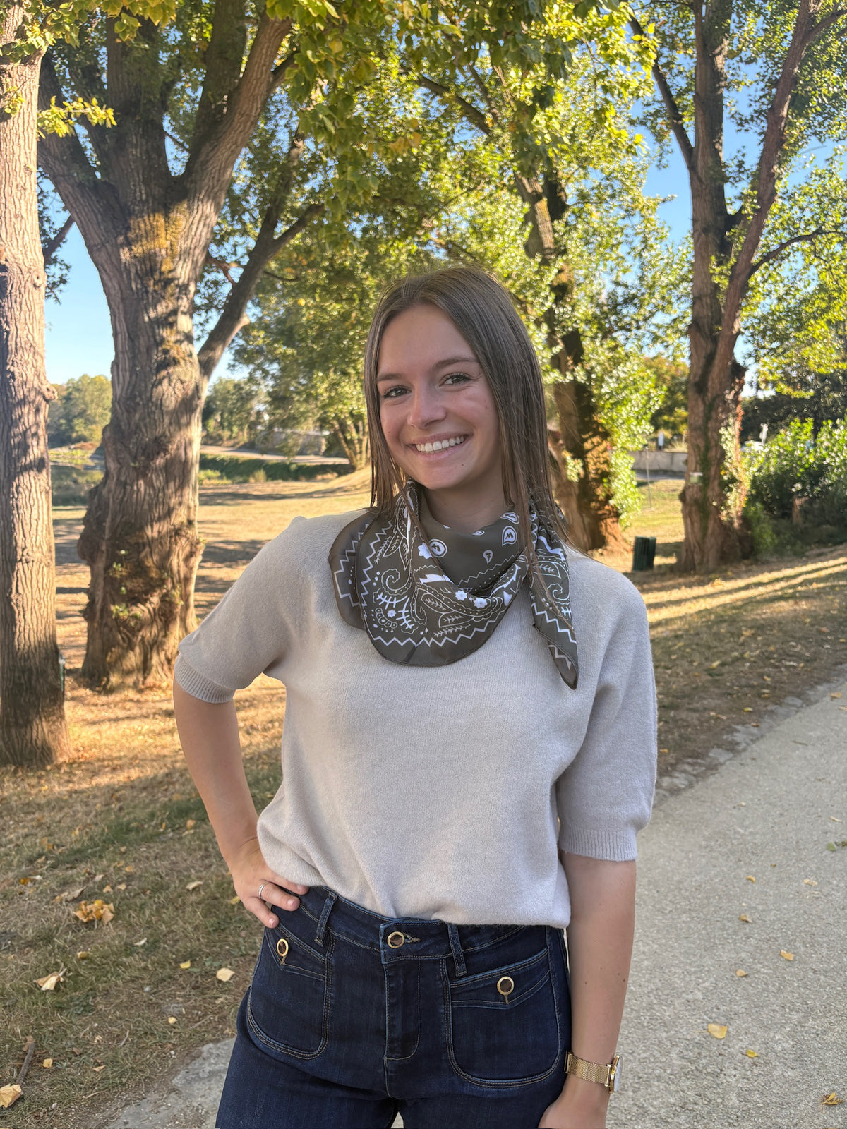 Pull manches courtes - Beige