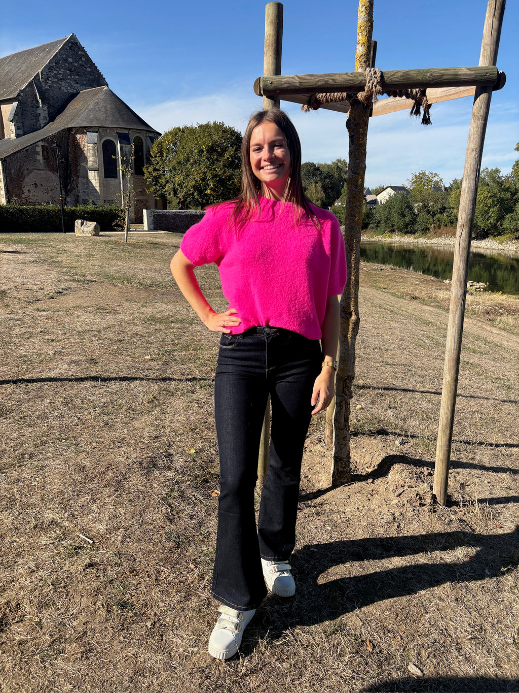 Pull manches courtes - Rose