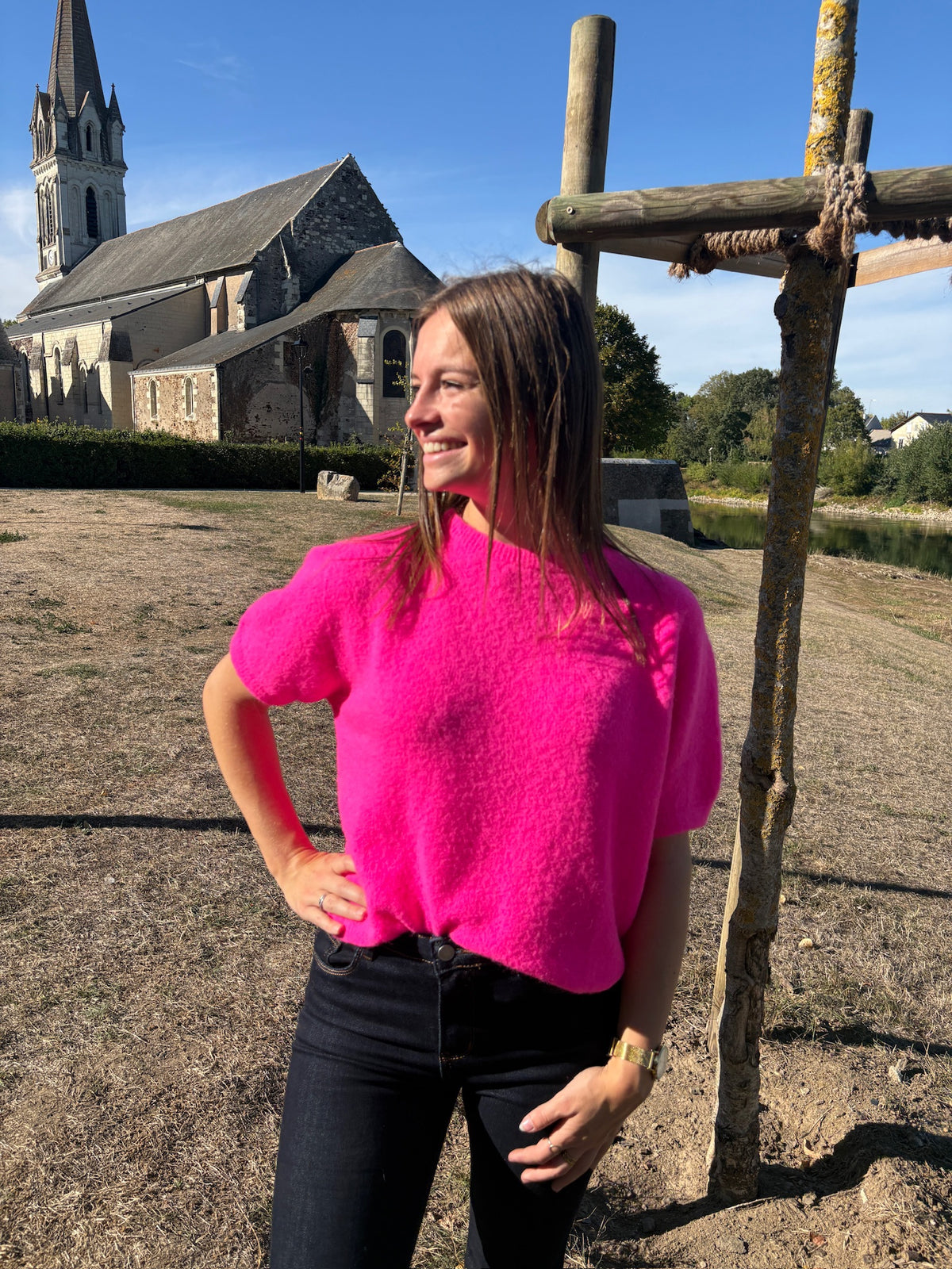 Pull manches courtes - Rose