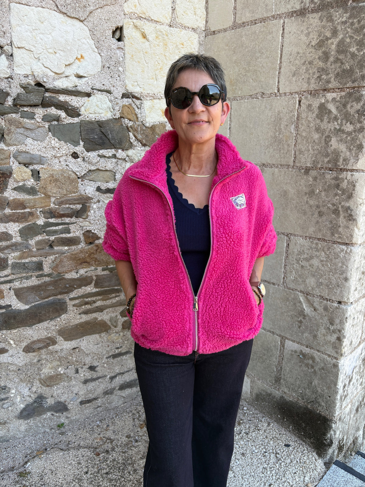 Veste courte polaire - Rose