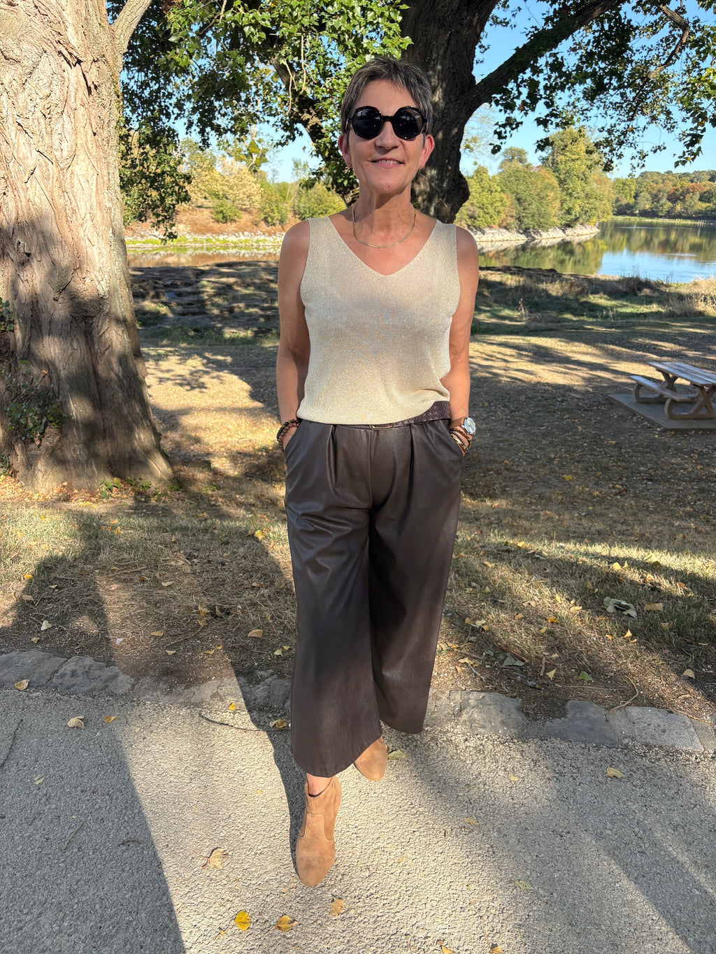 Pantalon-culotte en cuir