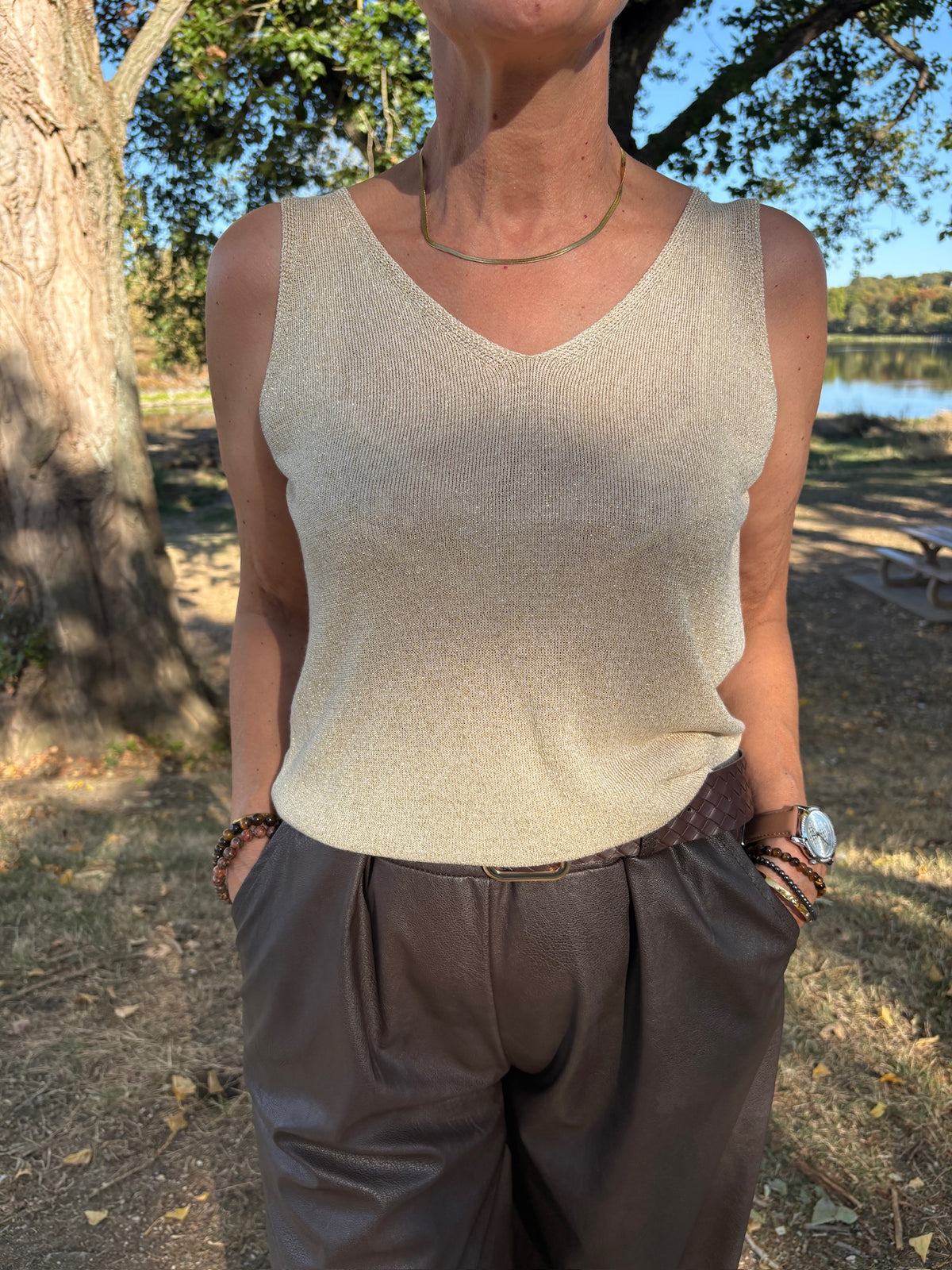Top à paillettes - Or