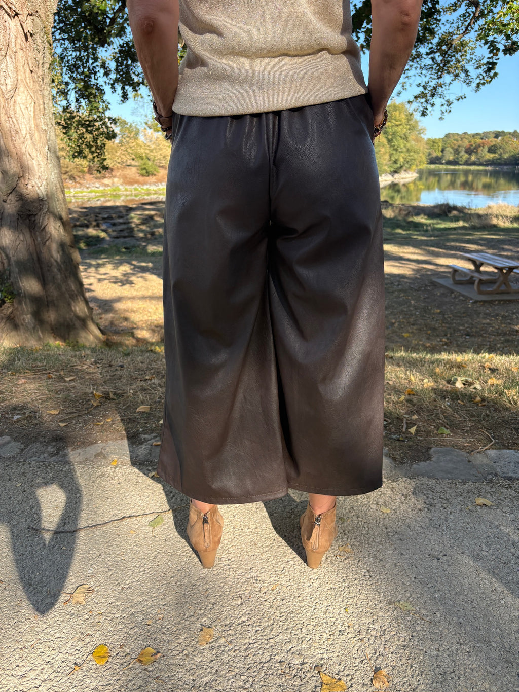 Pantalon-culotte en cuir