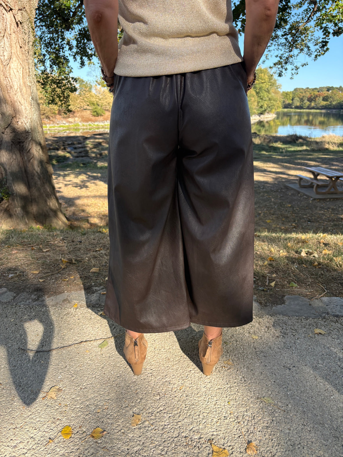 Pantalon-culotte en cuir