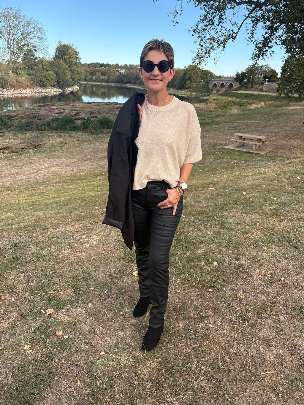 Pantalon simili cuir - Noir
