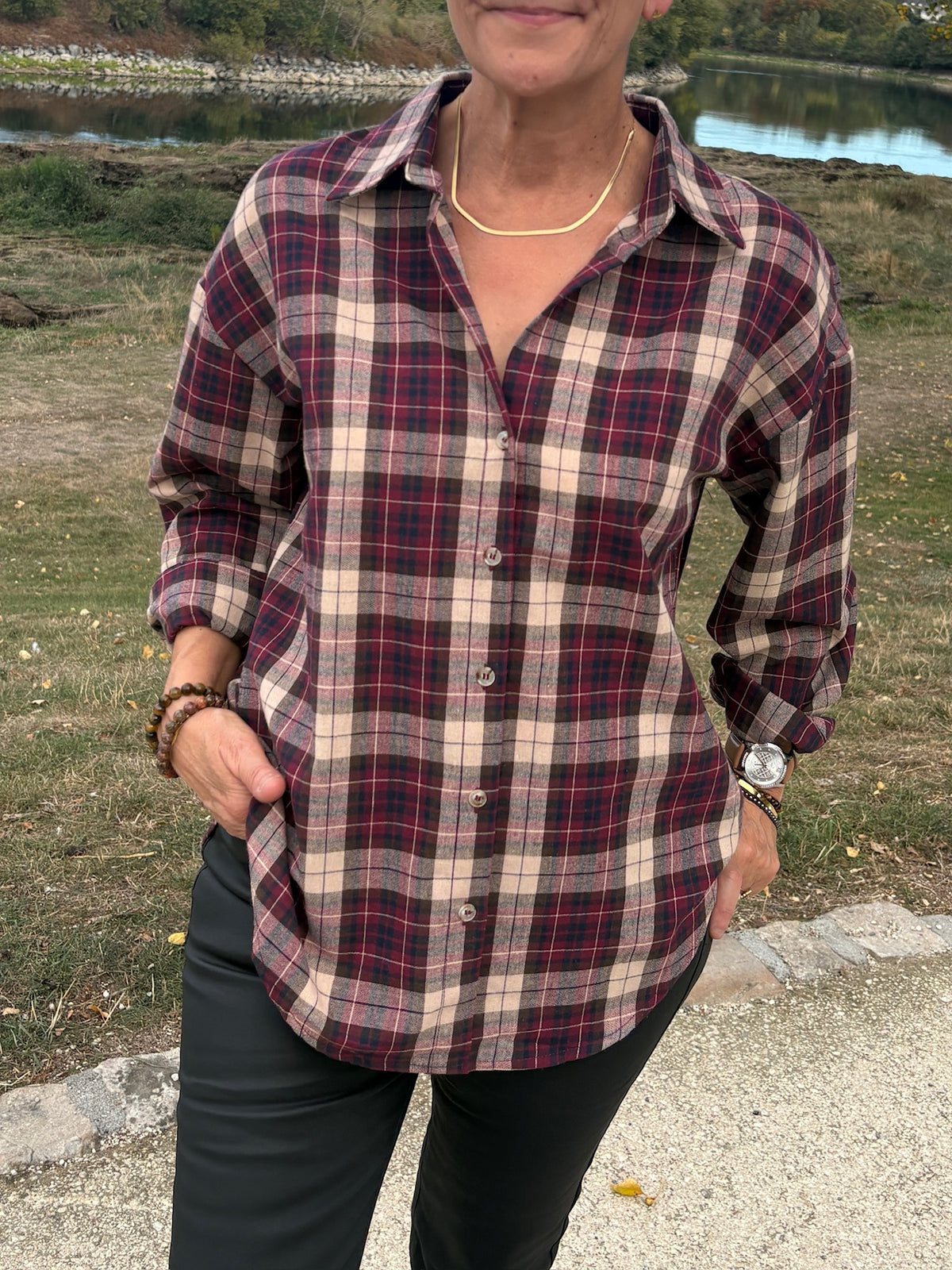 Chemise à carreaux - Bordeaux