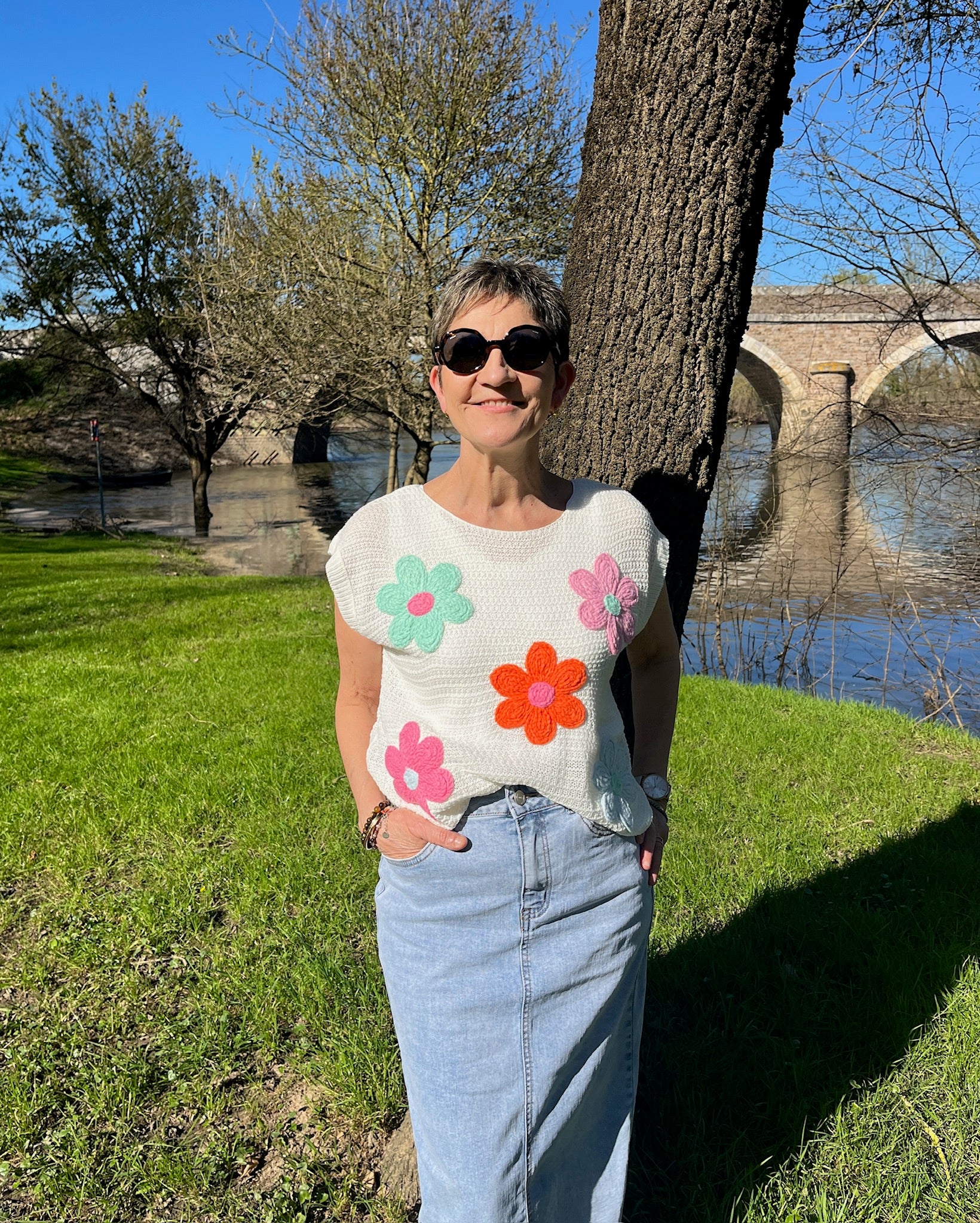 Pull crochet - Fleurs