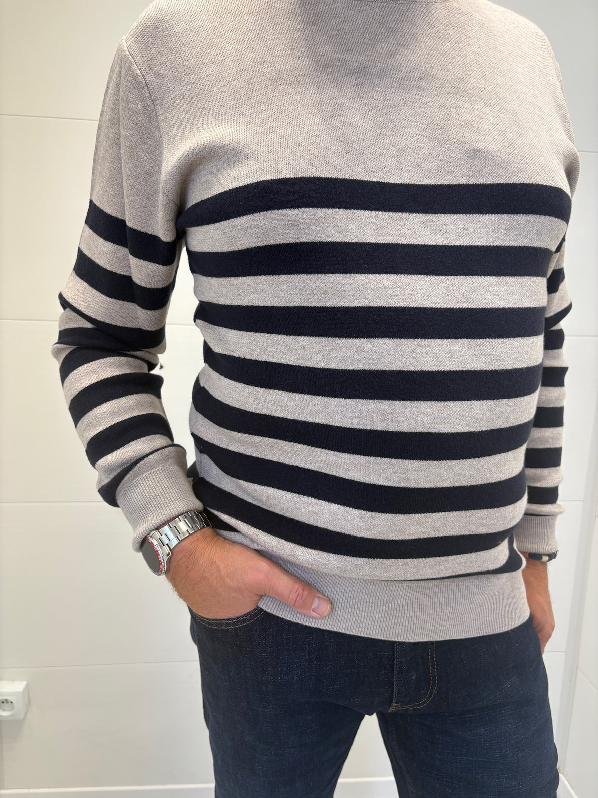Pull à rayures marine