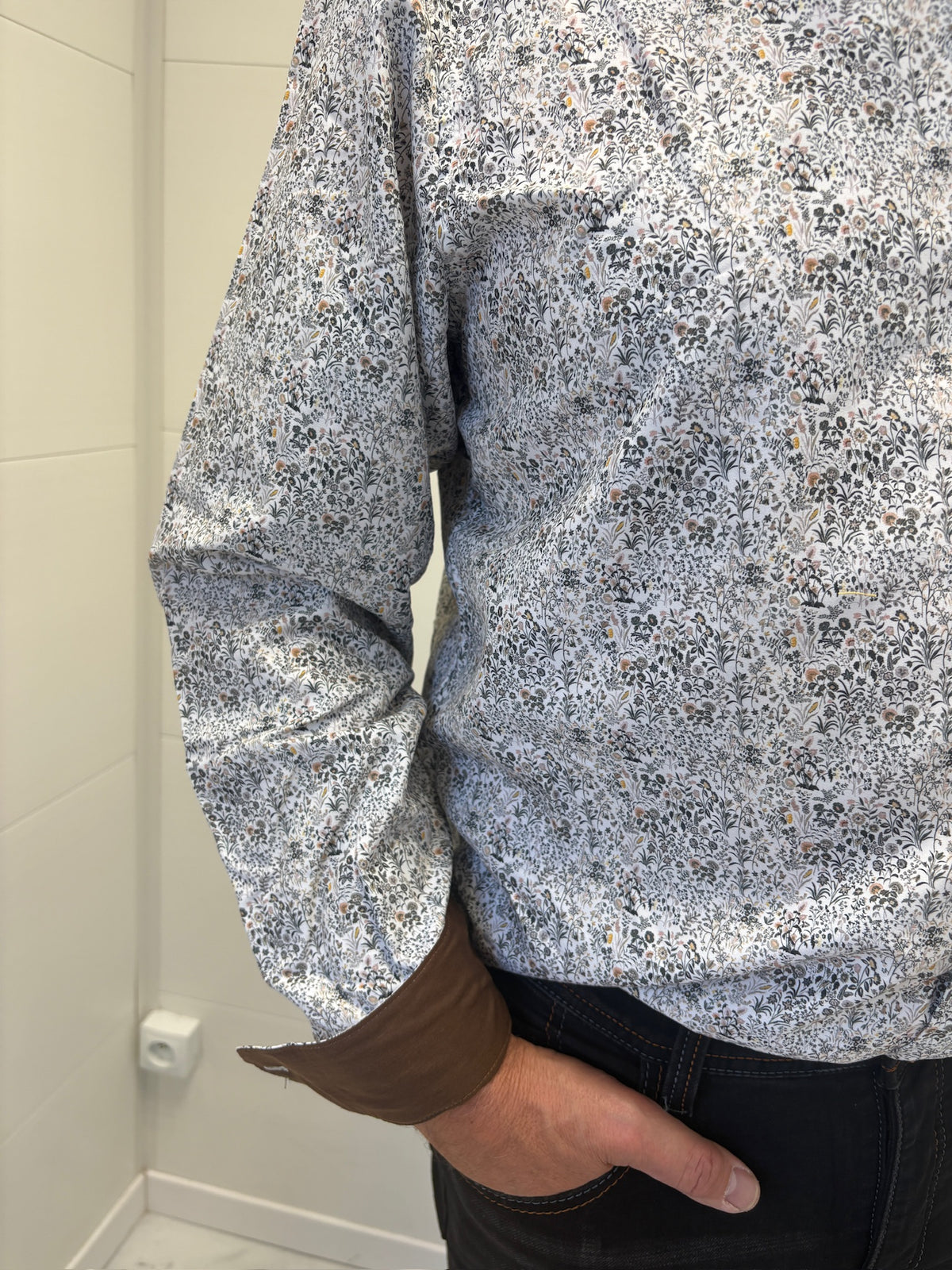 Chemise à motif Kaki et Camel